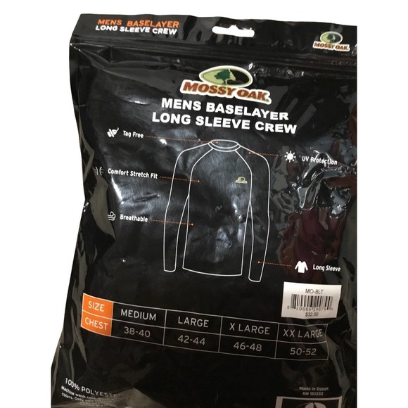 Mossy Oak  Baselayer Long Sleeve Crew Black Size XL New - Picture 6 of 6